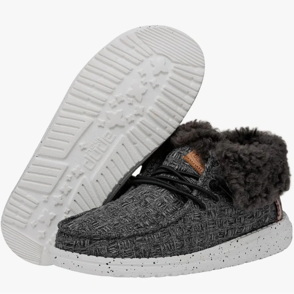 Hey Dude Wendy Black Fold Stitch Cozy Shoes Youth T (Little Girl) 1 New in Box!